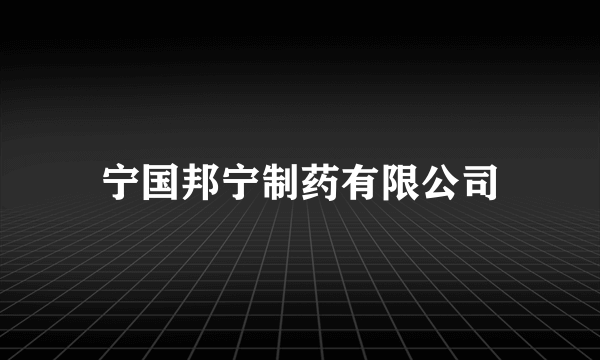 宁国邦宁制药有限公司