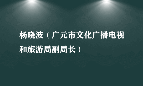 杨晓波（广元市文化广播电视和旅游局副局长）