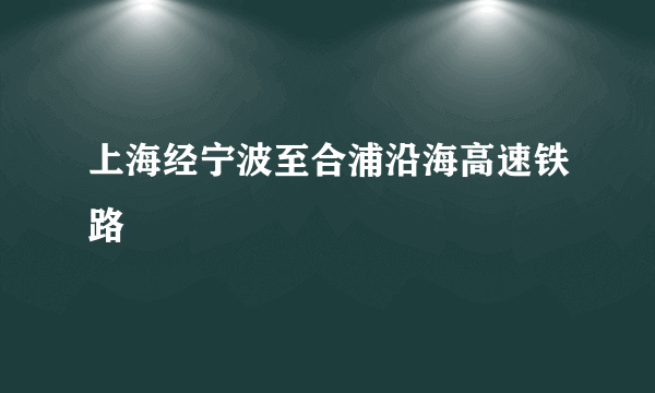上海经宁波至合浦沿海高速铁路
