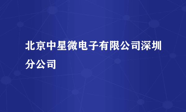 北京中星微电子有限公司深圳分公司