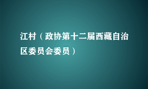 江村（政协第十二届西藏自治区委员会委员）