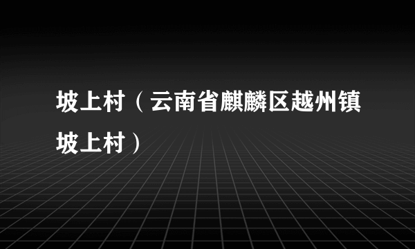 坡上村（云南省麒麟区越州镇坡上村）