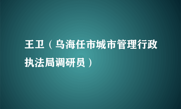 王卫（乌海任市城市管理行政执法局调研员）