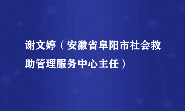 谢文婷（安徽省阜阳市社会救助管理服务中心主任）