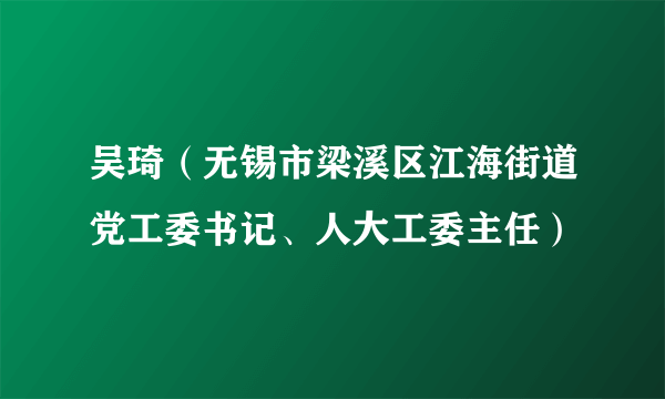 吴琦（无锡市梁溪区江海街道党工委书记、人大工委主任）