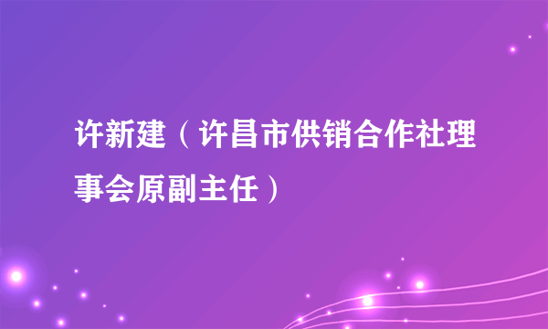 许新建（许昌市供销合作社理事会原副主任）