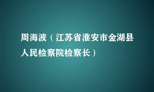 周海波（江苏省淮安市金湖县人民检察院检察长）