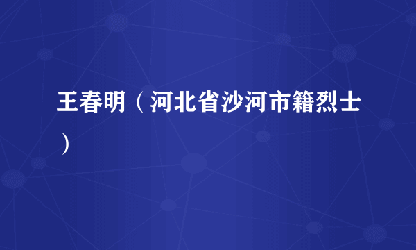王春明（河北省沙河市籍烈士）