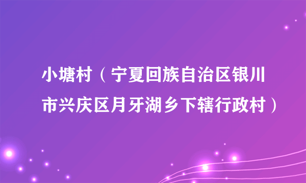 小塘村（宁夏回族自治区银川市兴庆区月牙湖乡下辖行政村）