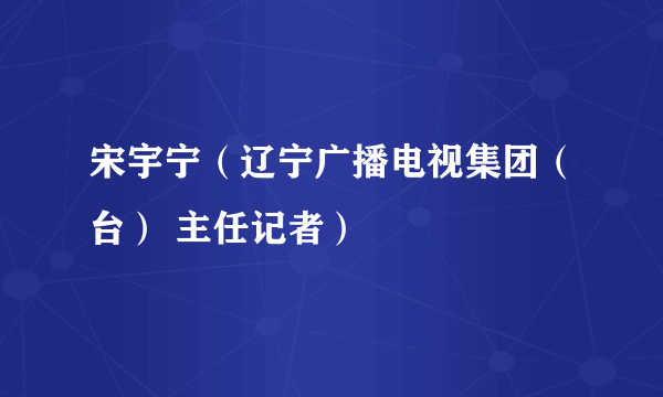 宋宇宁（辽宁广播电视集团（台） 主任记者）