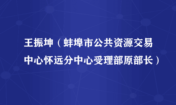 王振坤（蚌埠市公共资源交易中心怀远分中心受理部原部长）