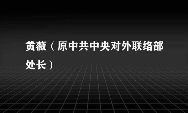黄薇（原中共中央对外联络部处长）