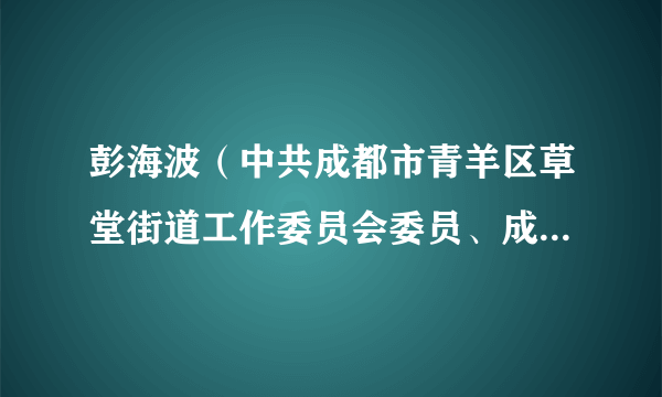 彭海波（中共成都市青羊区草堂街道工作委员会委员、成都市青羊区草堂街道人民武装部部长）