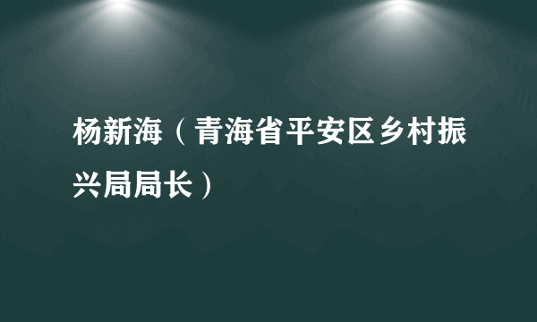 杨新海（青海省平安区乡村振兴局局长）