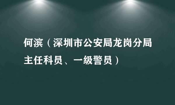 何滨（深圳市公安局龙岗分局主任科员、一级警员）