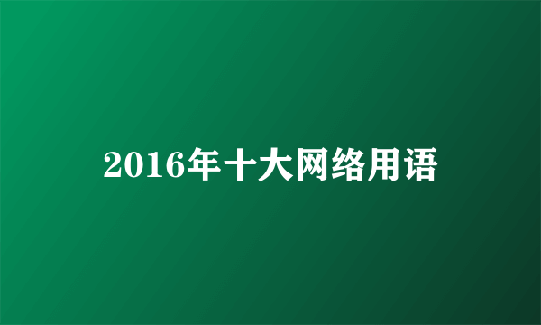 2016年十大网络用语