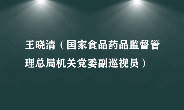 王晓清（国家食品药品监督管理总局机关党委副巡视员）