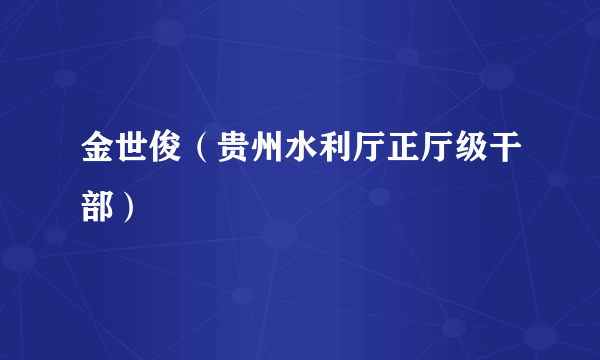 金世俊（贵州水利厅正厅级干部）