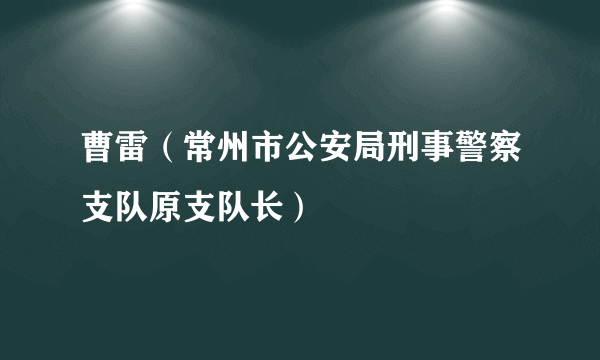 曹雷（常州市公安局刑事警察支队原支队长）