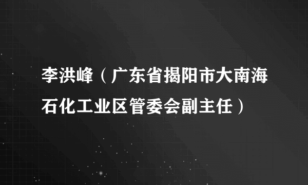 李洪峰（广东省揭阳市大南海石化工业区管委会副主任）