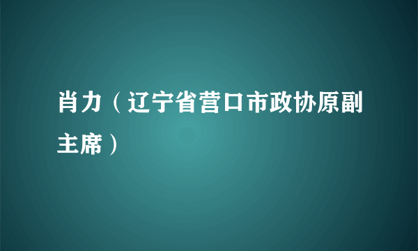肖力（辽宁省营口市政协原副主席）