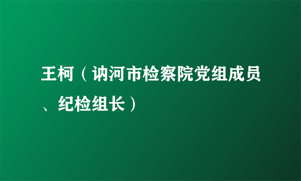 王柯（讷河市检察院党组成员、纪检组长）
