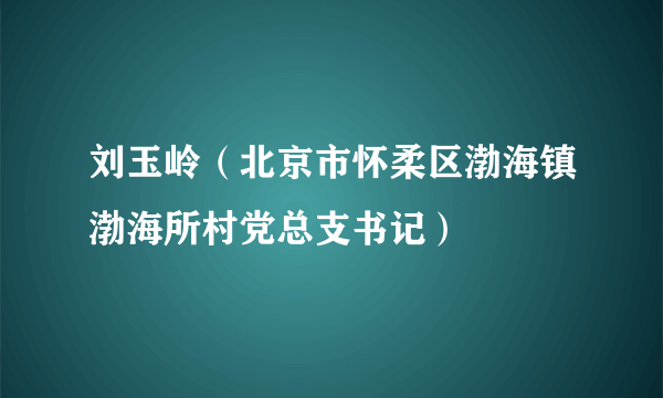 刘玉岭（北京市怀柔区渤海镇渤海所村党总支书记）
