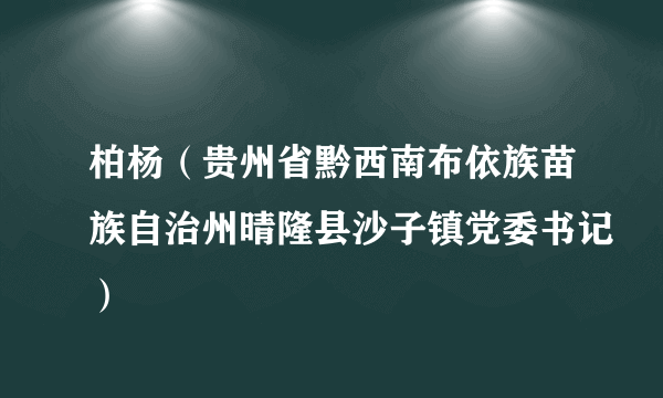 柏杨（贵州省黔西南布依族苗族自治州晴隆县沙子镇党委书记）