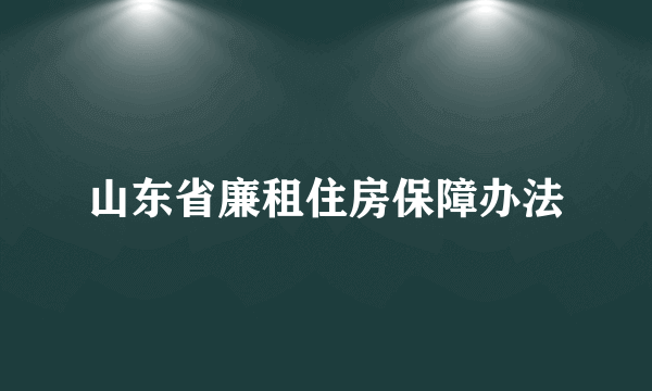 山东省廉租住房保障办法