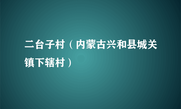 二台子村（内蒙古兴和县城关镇下辖村）