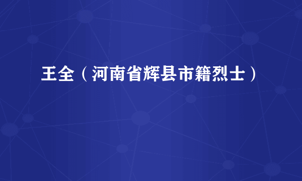 王全（河南省辉县市籍烈士）
