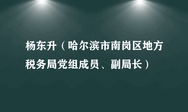 杨东升（哈尔滨市南岗区地方税务局党组成员、副局长）