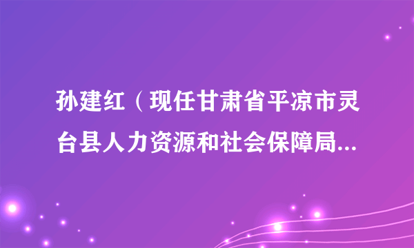 孙建红（现任甘肃省平凉市灵台县人力资源和社会保障局二级主任科员）