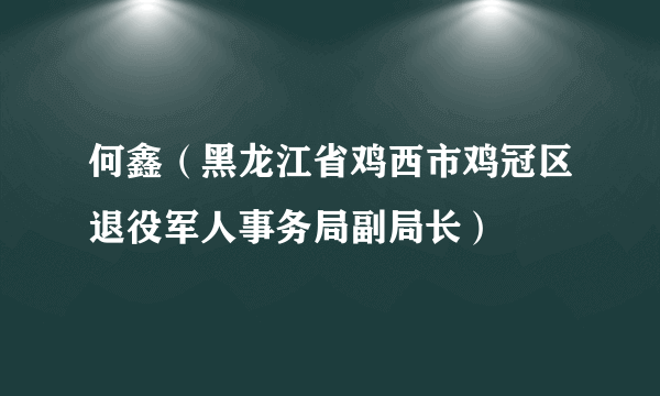 何鑫（黑龙江省鸡西市鸡冠区退役军人事务局副局长）