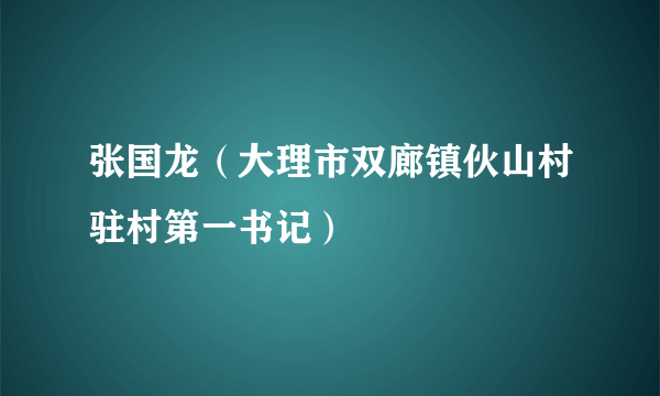 张国龙（大理市双廊镇伙山村驻村第一书记）