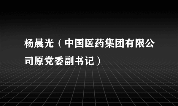 杨晨光（中国医药集团有限公司原党委副书记）