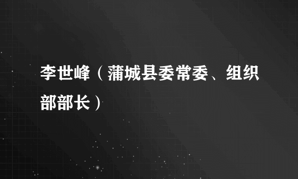李世峰（蒲城县委常委、组织部部长）