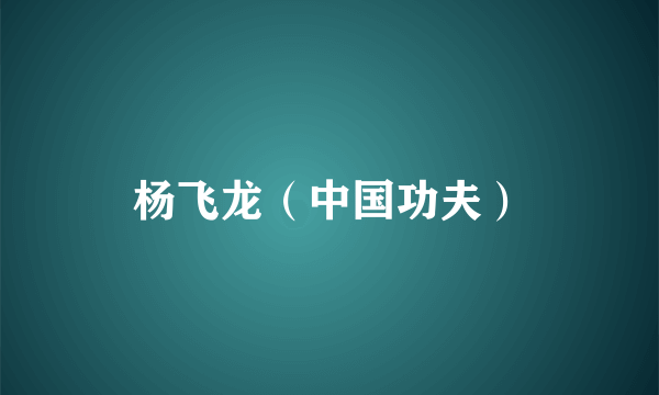 杨飞龙（中国功夫）