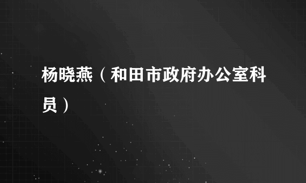 杨晓燕（和田市政府办公室科员）