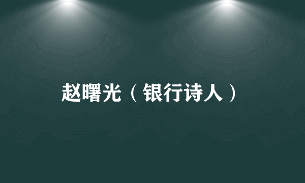 赵曙光（银行诗人）