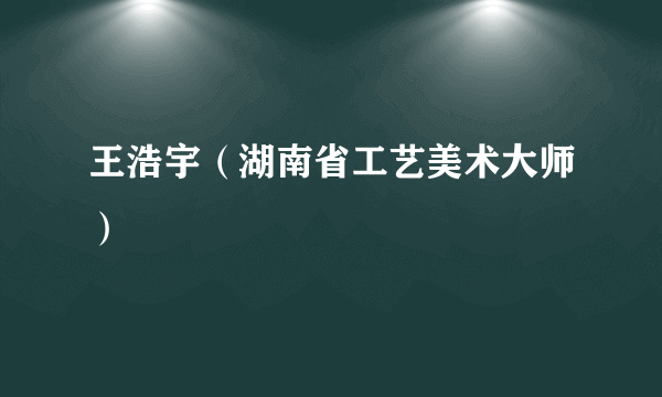 王浩宇（湖南省工艺美术大师）