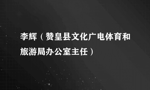 李辉（赞皇县文化广电体育和旅游局办公室主任）