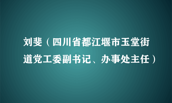 刘斐（四川省都江堰市玉堂街道党工委副书记、办事处主任）