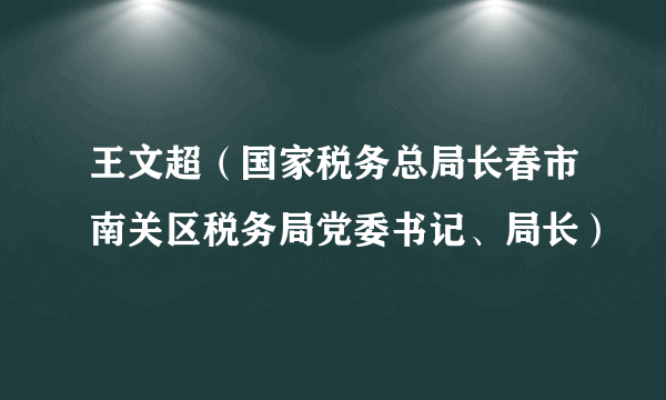 王文超（国家税务总局长春市南关区税务局党委书记、局长）