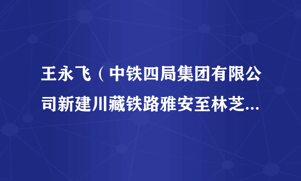 王永飞（中铁四局集团有限公司新建川藏铁路雅安至林芝段CZXZZQ-6标段项目经理部一分部团干部）