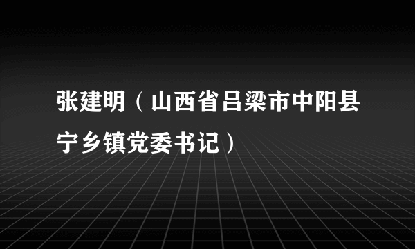 张建明（山西省吕梁市中阳县宁乡镇党委书记）