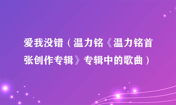 爱我没错（温力铭《温力铭首张创作专辑》专辑中的歌曲）