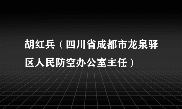 胡红兵（四川省成都市龙泉驿区人民防空办公室主任）