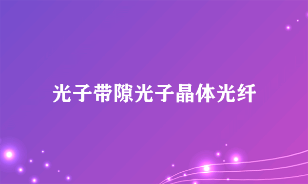 光子带隙光子晶体光纤
