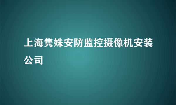 上海隽姝安防监控摄像机安装公司